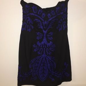 French Connection Black and Blue Beaded Dress